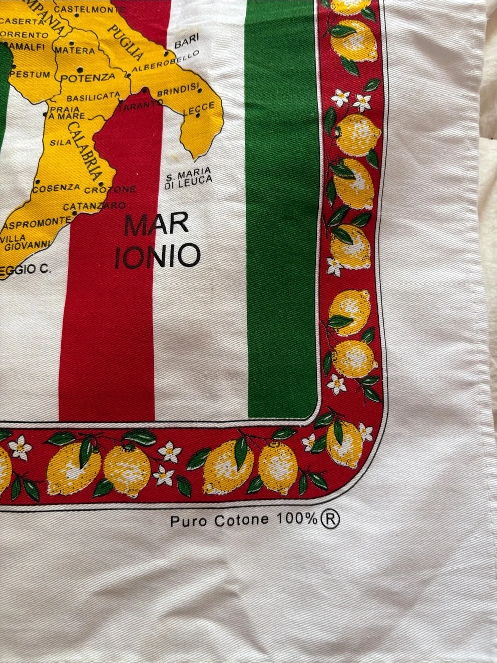 Italia Map Cotton Kitchen Apron - Red Green White
